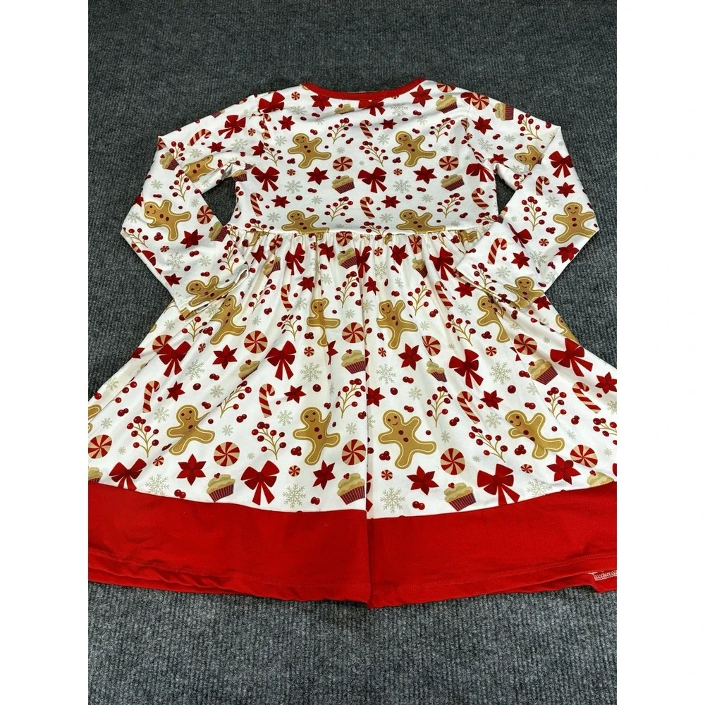 Millie Loves Lily Girls Size 6 Christmas Red White Gingerbread Long Sleeve Dress